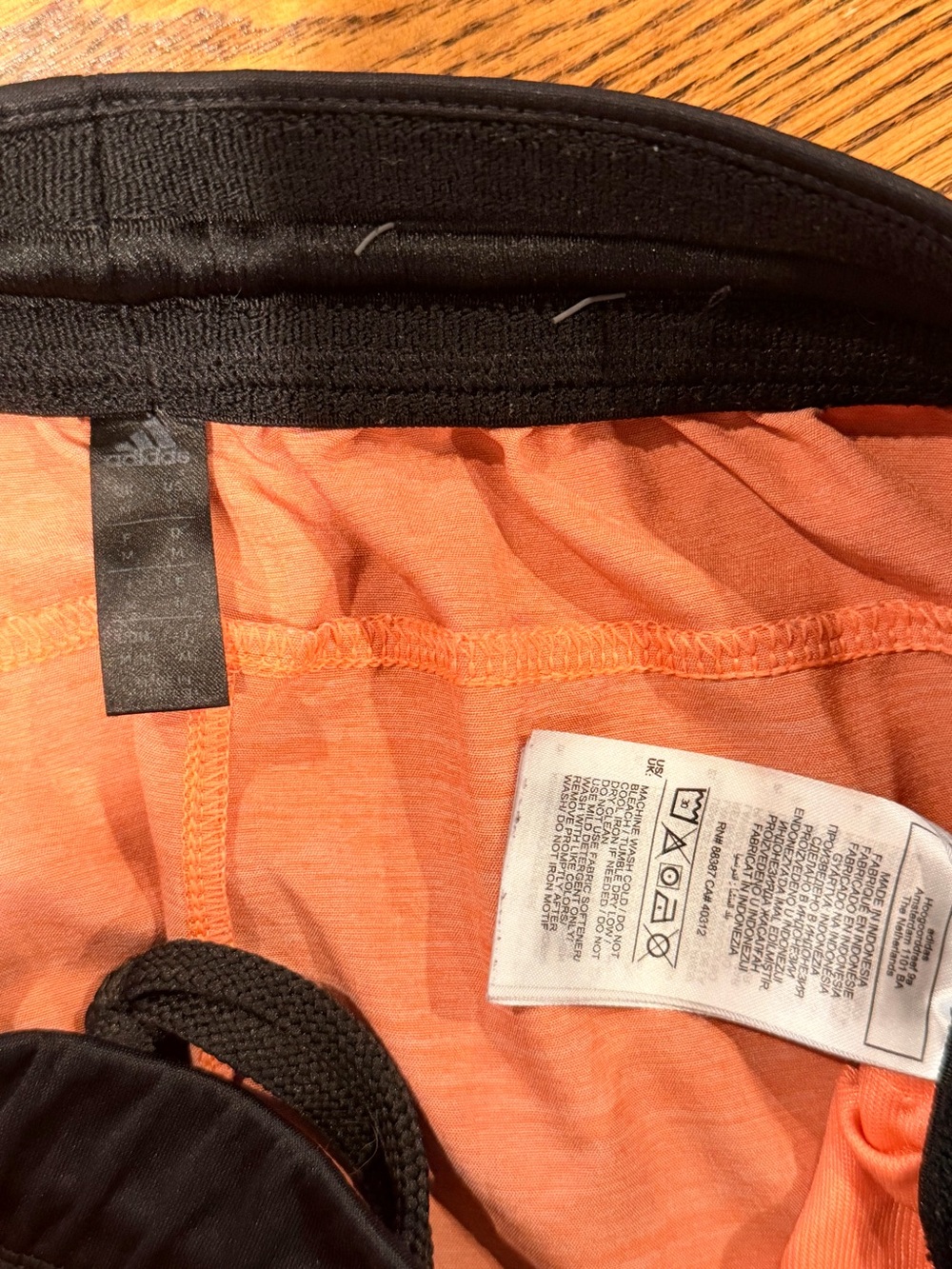 adidas Coral-Orange Running Shorts with Black Waistband - Picture 2 of 7